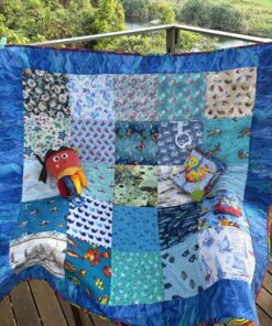 Blue Squid Tummy Time Play I Spy Quilt