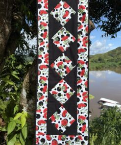 Red and Black Flower  Table Runner