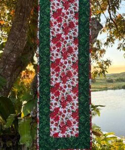 Poinsettia on White Table Runner